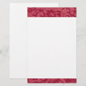 Elegante Dieprode Kant Rand Romantisch Briefpapier (Voorkant / Achterkant)