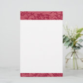 Elegante Dieprode Kant Rand Romantisch Briefpapier (Staand voorkant)