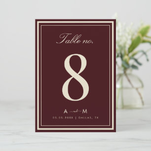 Elegante Dieprode Trouw 5x7 Tafelnummerkaart Kaart