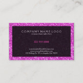 Elegante dieproze glitter met zwarte accenten visitekaartje (Achterkant)