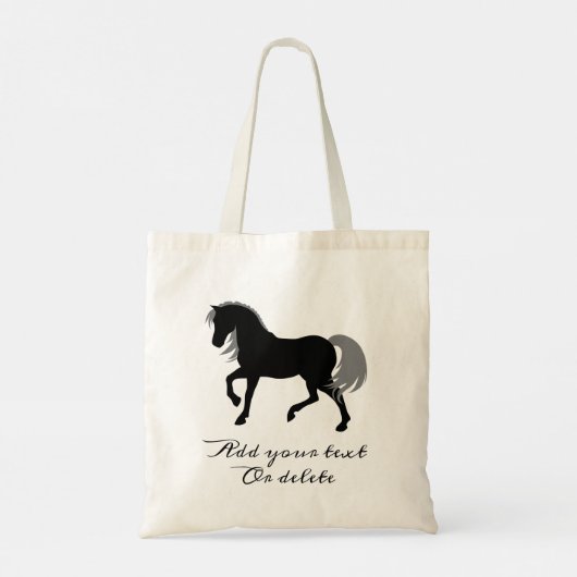 Elegante dier silhouet gepersonaliseerde zwarte pa tote bag (Achterkant)