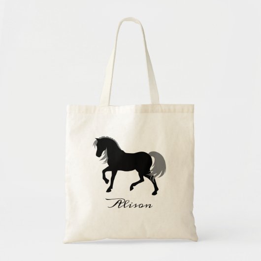 Elegante dier silhouet gepersonaliseerde zwarte pa tote bag (Voorkant)