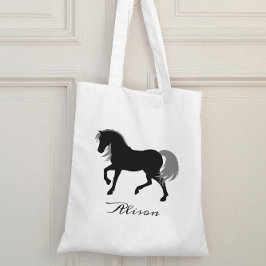 Elegante dier silhouet gepersonaliseerde zwarte pa tote bag