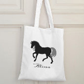 Elegante dier silhouet gepersonaliseerde zwarte pa tote bag