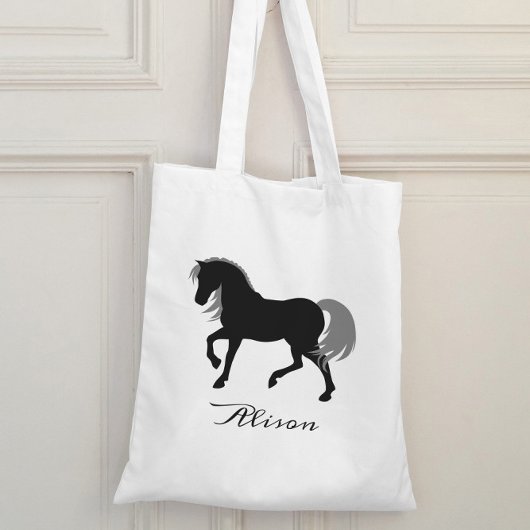 Elegante dier silhouet gepersonaliseerde zwarte pa tote bag