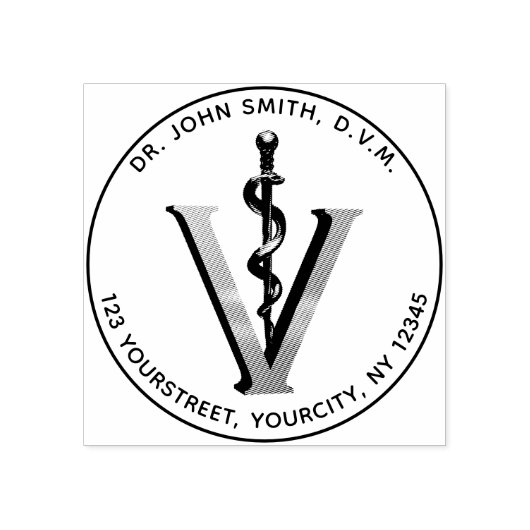 Elegante Diergeneeskunde Dierenarts Asclepius Rubberstempel (Afrduk)