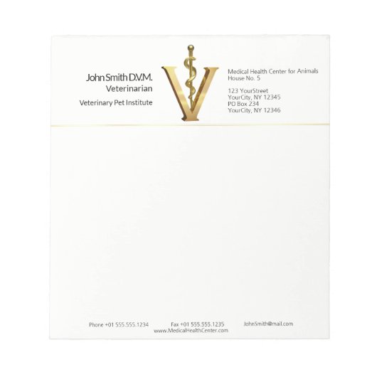 Elegante Diergeneeskunde Vet Gold V Asclepius Notitieblok (Voorkant)