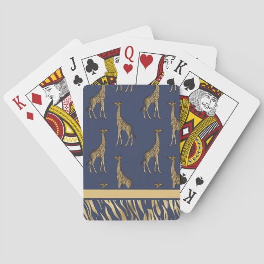 Elegante dierprint blauw modern pokerkaarten (Achterkant)