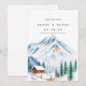 Elegante digitale berg save the date (Voorkant / Achterkant)