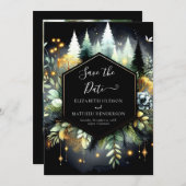 Elegante digitale betoverde bos bruiloft save the date (Voorkant / Achterkant)