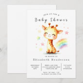 Elegante digitale giraffe baby shower kaart (Voorkant / Achterkant)