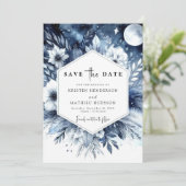 Elegante digitale maanverlichte bruiloft save the date (Staand voorkant)