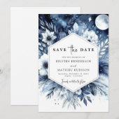 Elegante digitale maanverlichte bruiloft save the date (Voorkant / Achterkant)