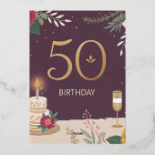 Elegante digitale uitnodiging voor 50e verjaardag (Achterkant)