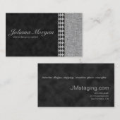 Elegante digitale zwarte suède en kreukelharlekijn visitekaartje (Voorkant / Achterkant)