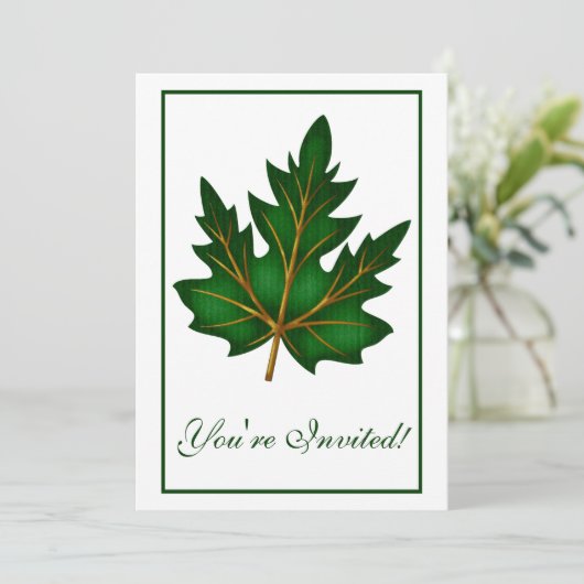 Elegante Dinner Party Uitnodiging Herfst Blad 4 (Staand voorkant)