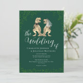 Elegante Dinosaur Groen Huwelijk QR Code Kaart (Staand voorkant)
