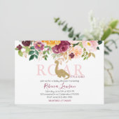 Elegante dinosaurus roze & maroon baby meisje douc kaart (Staand voorkant)