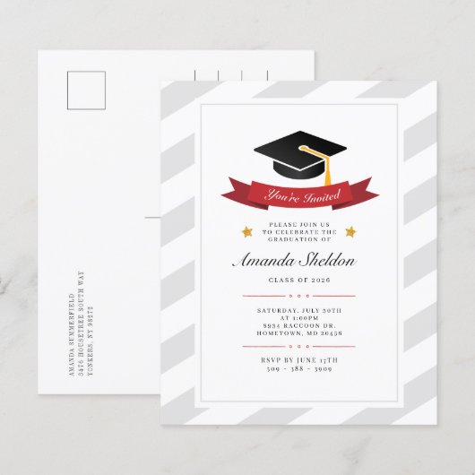 Elegante diploma-uitnodiging afstudeerfeest 2026 (Voorkant / Achterkant)