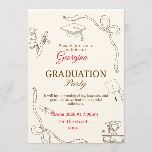 Elegante diploma-uitnodiging CFlat bedankkaart (Voorkant)