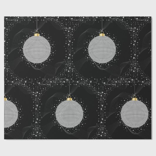 Elegante Disco Bal Kerst Ornament Cadeaupapier (Vlak)