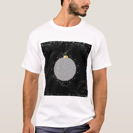 Elegante Disco Bal Kerst Ornament T-shirt (Voorkant)