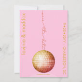 Elegante disco bal roze gouden bruiloft QR-code Save The Date (Voorkant)