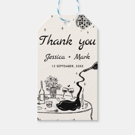 Elegante Disco bruiloft dank u Cadeaulabel (Voorkant)