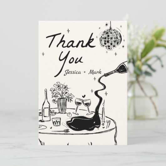 Elegante Disco bruiloft dank u kaart (Staand voorkant)