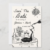 Elegante Disco Bruiloft Save The Date Kaarten (Voorkant)