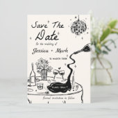 Elegante Disco Bruiloft Save The Date Kaarten (Staand voorkant)