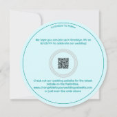 Elegante discobal Blauwgroen blauw rond bruiloft Save The Date (Achterkant)