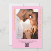 Elegante discobal foto roze gouden QR-code bruilof Save The Date (Achterkant)