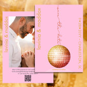 Elegante discobal foto roze gouden QR-code bruilof Save The Date