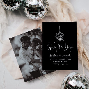 Elegante discobal minimalistisch zwart Foto Save The Date