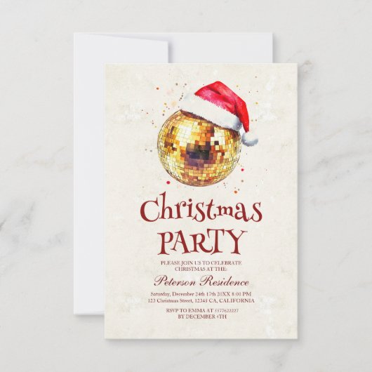 Elegante discobal oudejaarsfeest kaart (Voorkant)