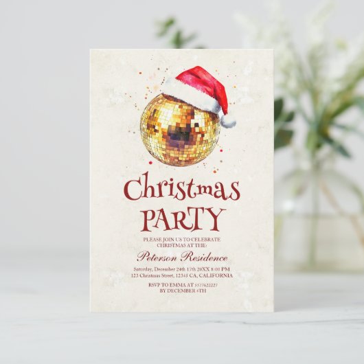 Elegante discobal oudejaarsfeest kaart (Staand voorkant)