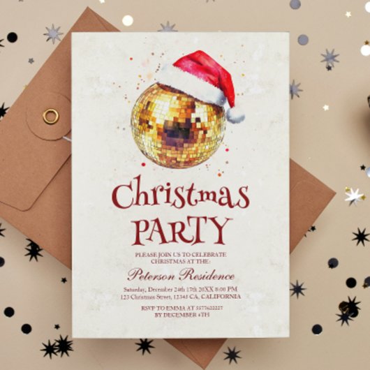 Elegante discobal oudejaarsfeest kaart