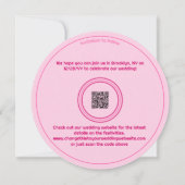 Elegante discobal roze ronde bruiloft save the date (Achterkant)