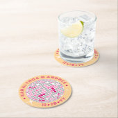 Elegante discobal roze rood rond bruiloft ronde kartonnen onderzetter (Insitu)