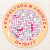 Elegante discobal roze rood rond bruiloft ronde kartonnen onderzetter (Voorkant)