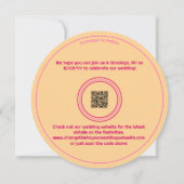 Elegante Discobal Roze Sinaasappel Ronde bruiloft Save The Date (Achterkant)