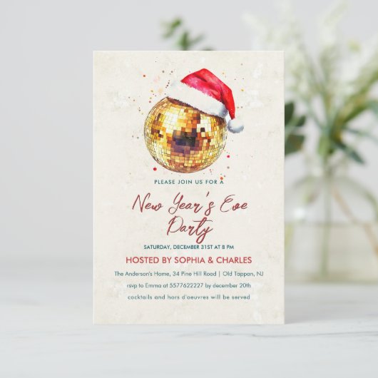 Elegante discobal script oudejaarsfeest kaart (Staand voorkant)