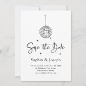 Elegante discobal | Zwart-wit met foto Save The Date (Voorkant)