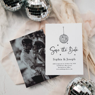 Elegante discobal Zwart-wit met foto Save The Date