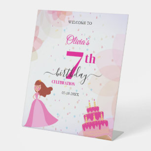 Elegante Disney-prinses verjaardag Reclamebord Met Voetstuk