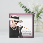 Elegante diva roze en zwart 40e verjaardag kaart (Staand voorkant)
