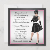 Elegante diva roze en zwart 40e verjaardag kaart (Achterkant)
