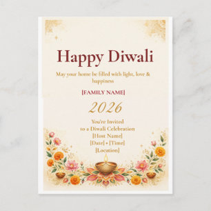 Elegante Diwali-wenskaart Uitnodiging Briefkaart