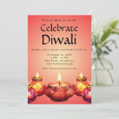 Elegante Diya Diwali Uitnodiging voor viering (Staand voorkant)